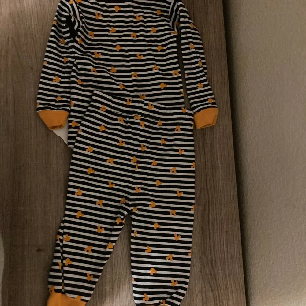 Disney Mickey Mouse Halloween Pajama set 12 Months Long Sleeve Black White